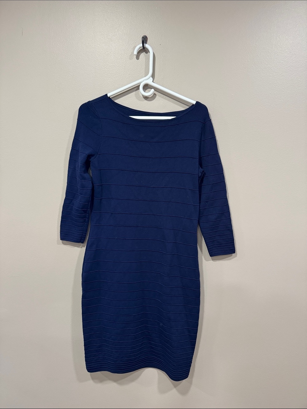 Lauren Ralph Lauren Navy Ribbed Boatneck Sheath Dress
